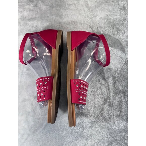 Andiamo Women's shoes 8M red strap sandels with rhinestones - Picture 15 of 16